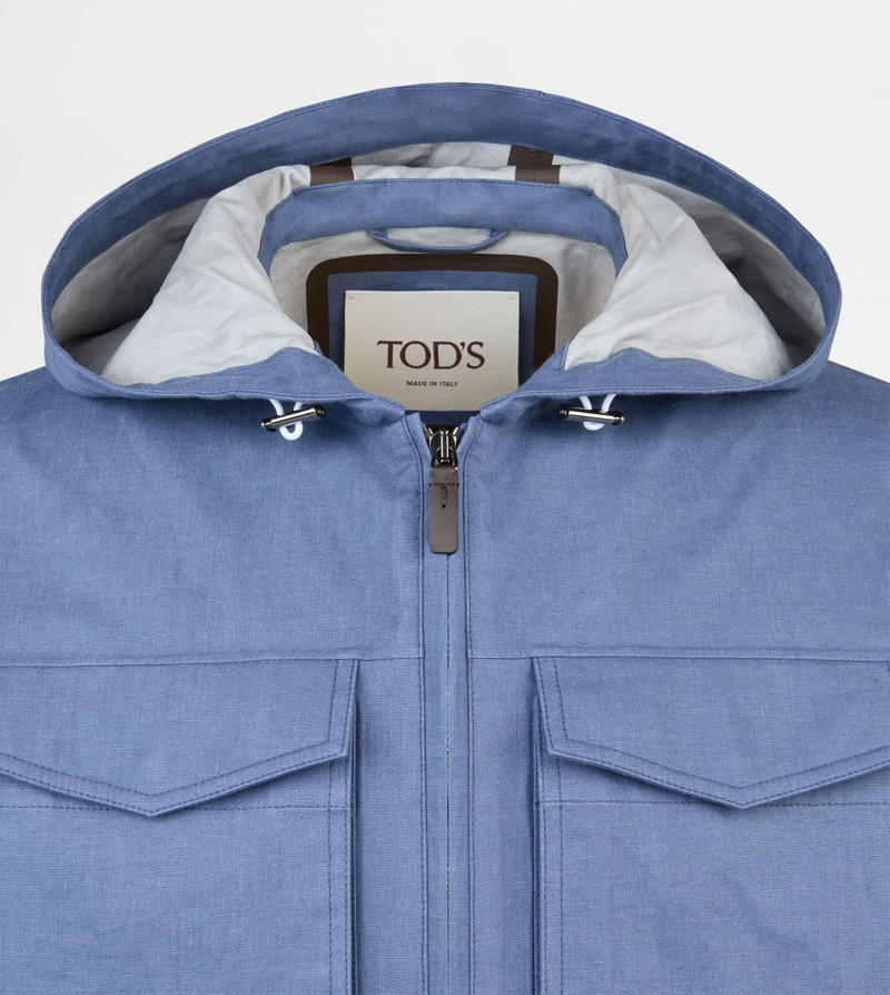 JACKET IN LINEN WITH HOOD - BLUE 7