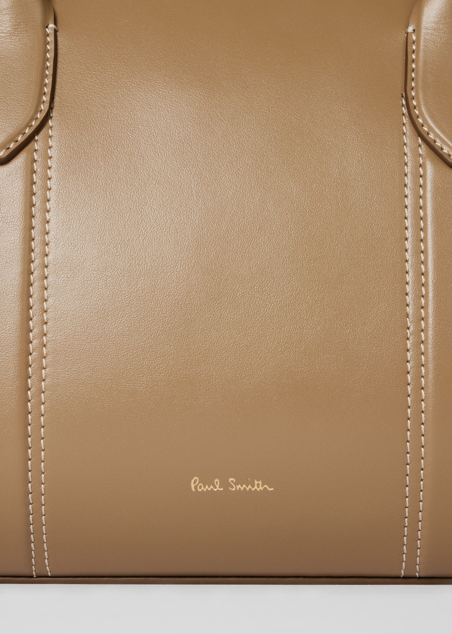 Women's Khaki Smooth Leather Boston Bag - 2