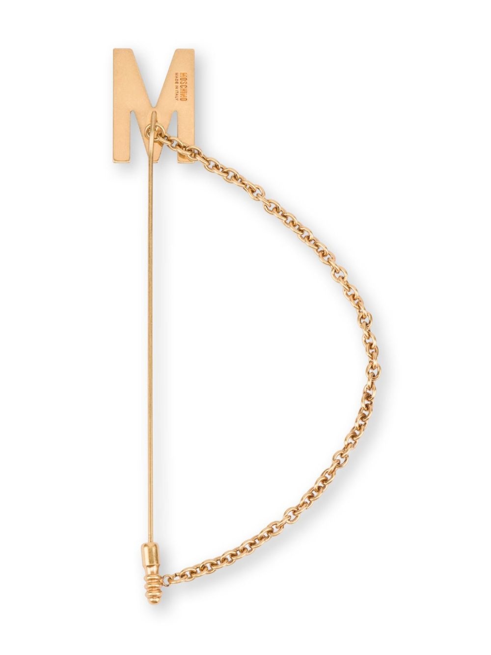 logo-lettering chain-detail brooch - 2