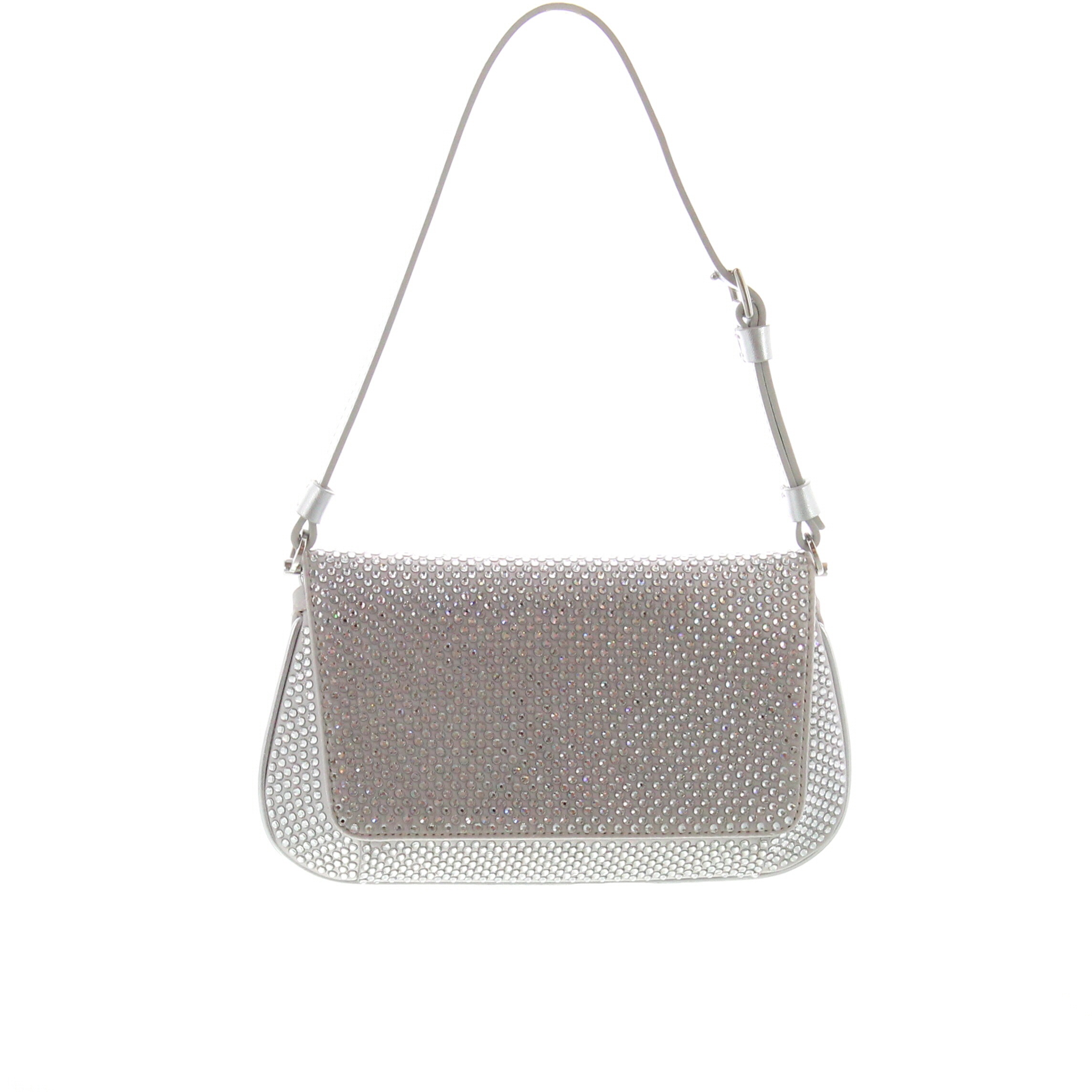Amina Muaddi – Ami Mini Silver Satin with White Crystals - 3