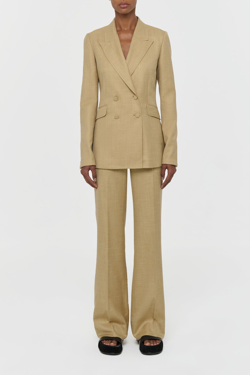GABRIELA HEARST Vesta Flare Pant in Hay Virgin Wool Silk with Linen outlook