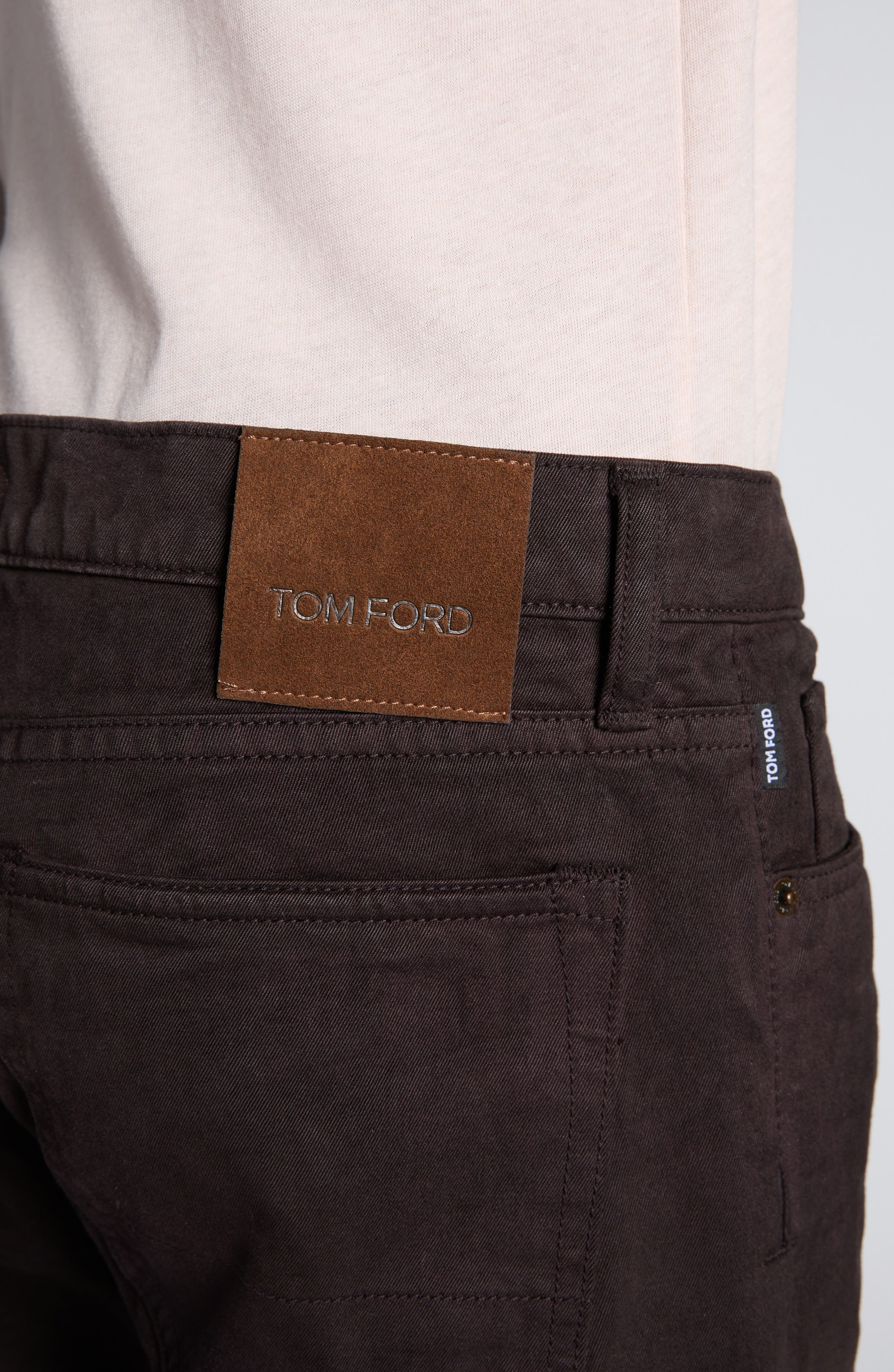 TOM FORD Clean Compact Twill Slim Fit Pants in Military at Nordstrom - 5