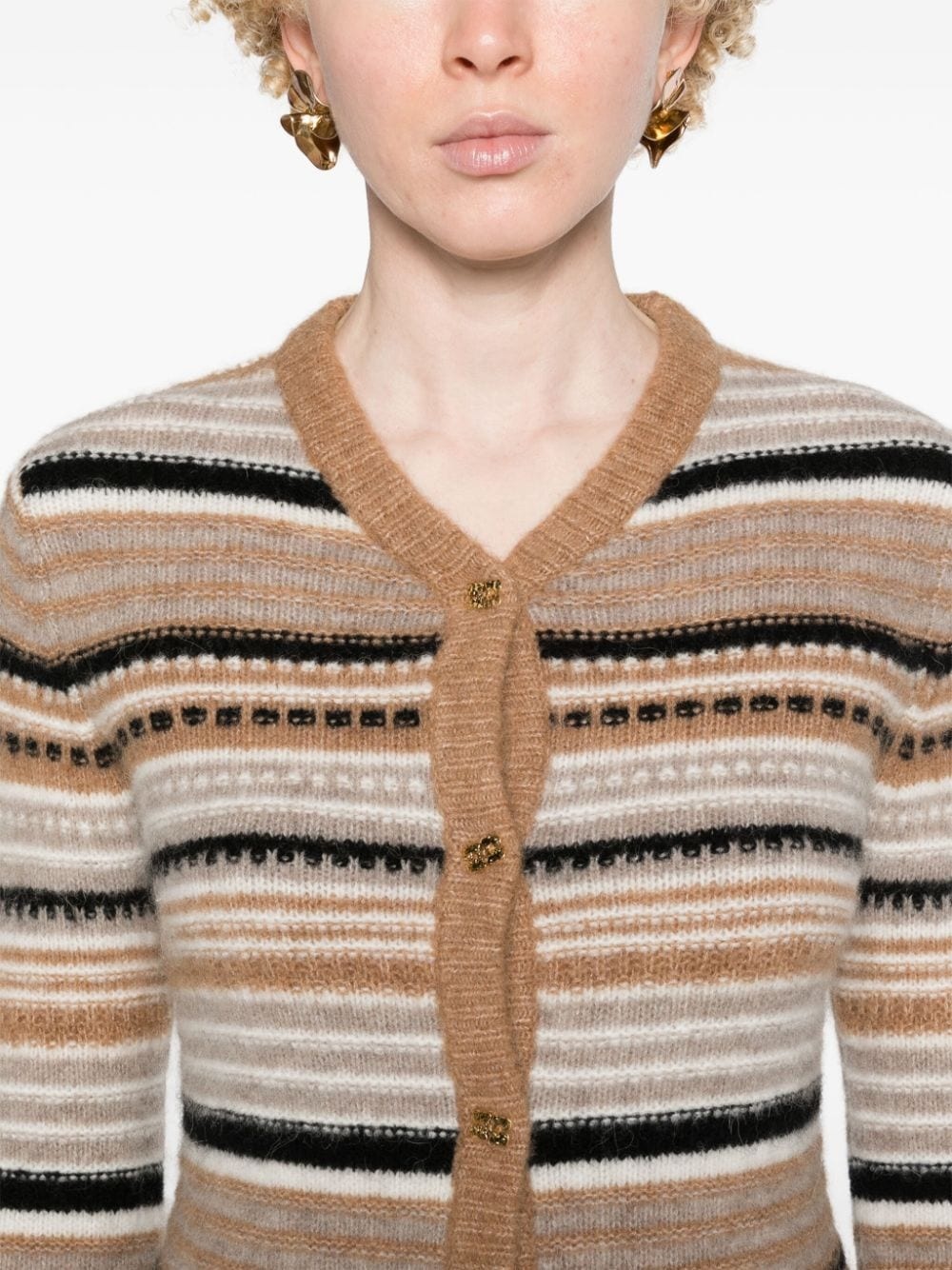 logo-buttons striped cardigan - 5
