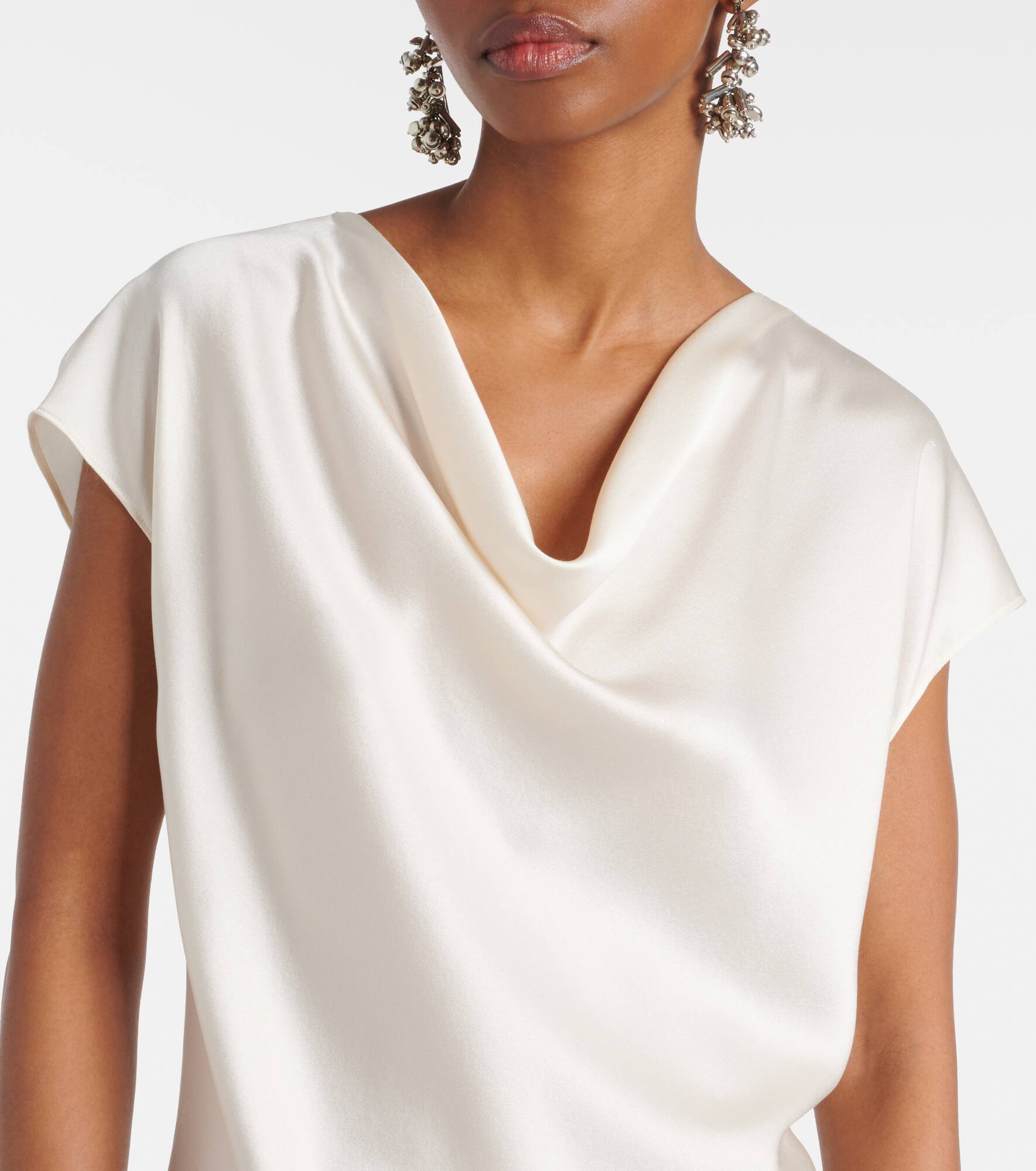 Draped silk satin top - 4