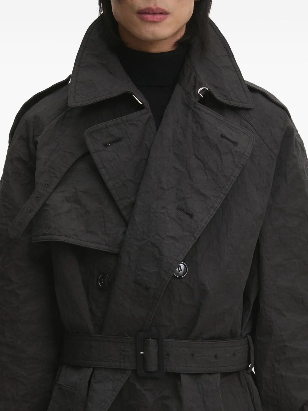 double-breasted belted trench coat - 4