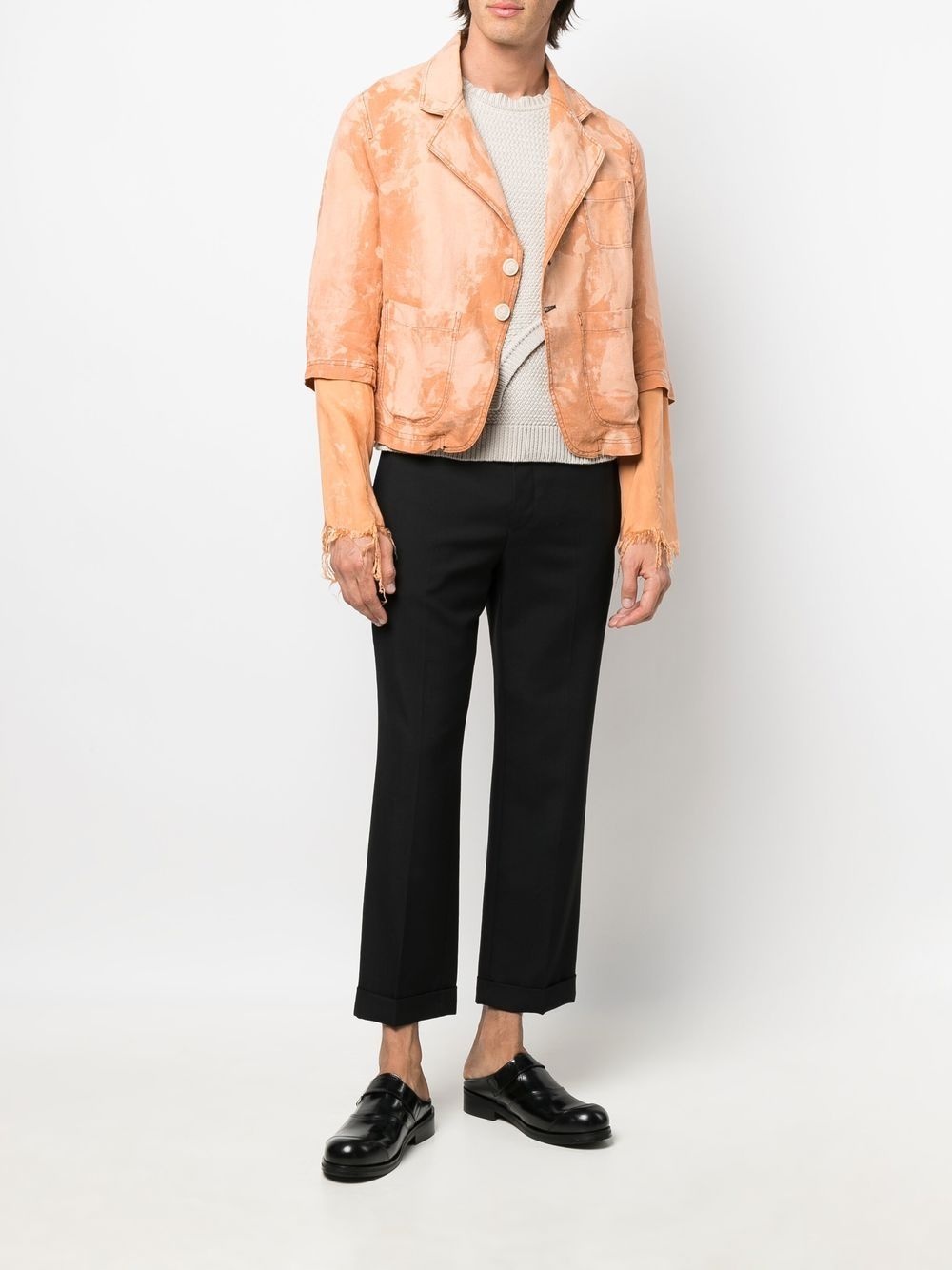 cropped sleeve bleach blazer - 2