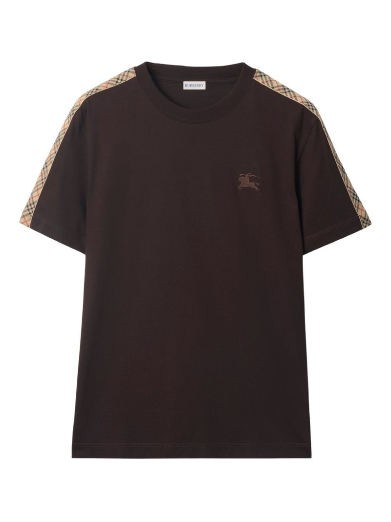 check-trimmed cotton T-shirt 1
