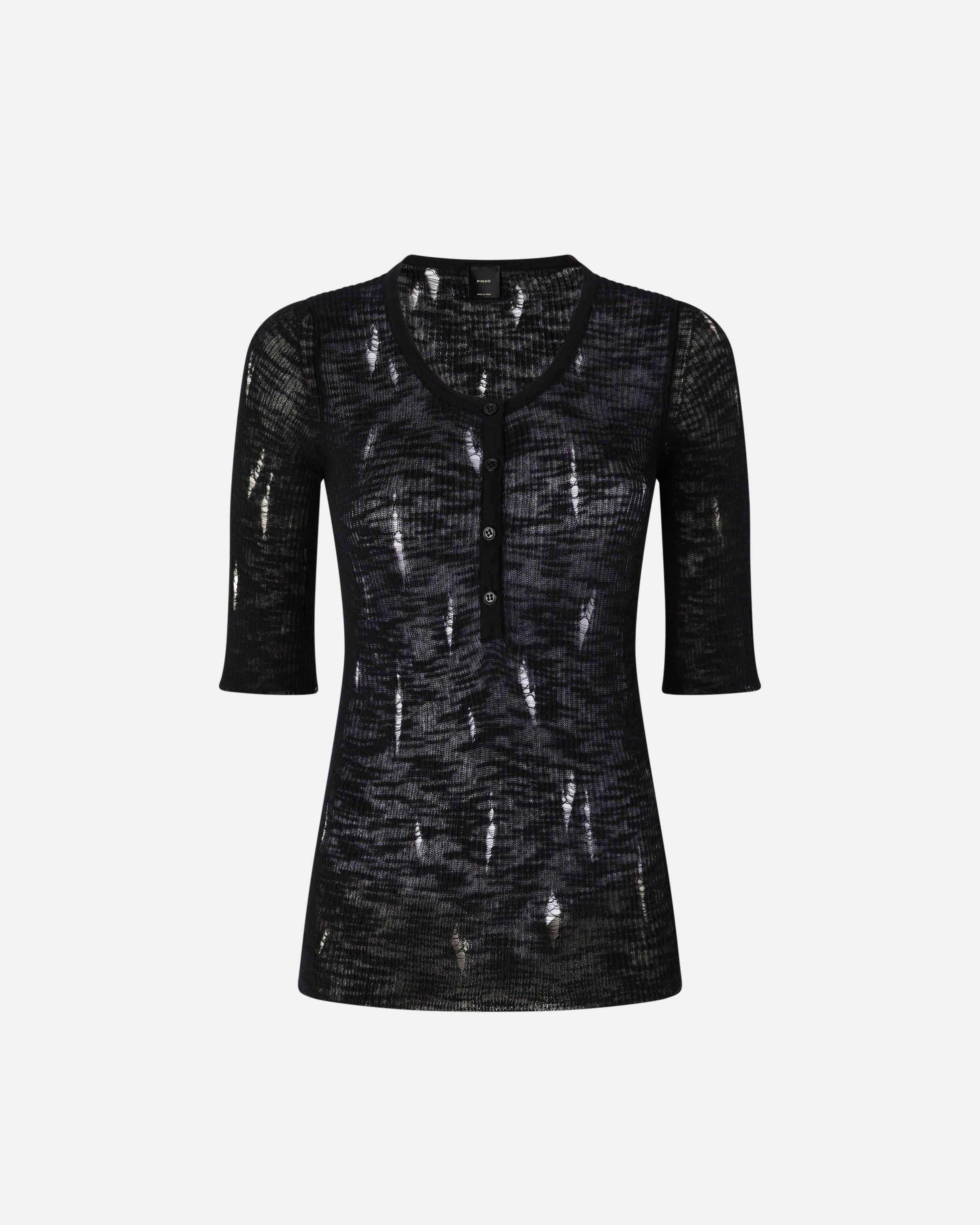 LIGHTWEIGHT RIBBED SERAPH SWEATER WITH RIPS - 1