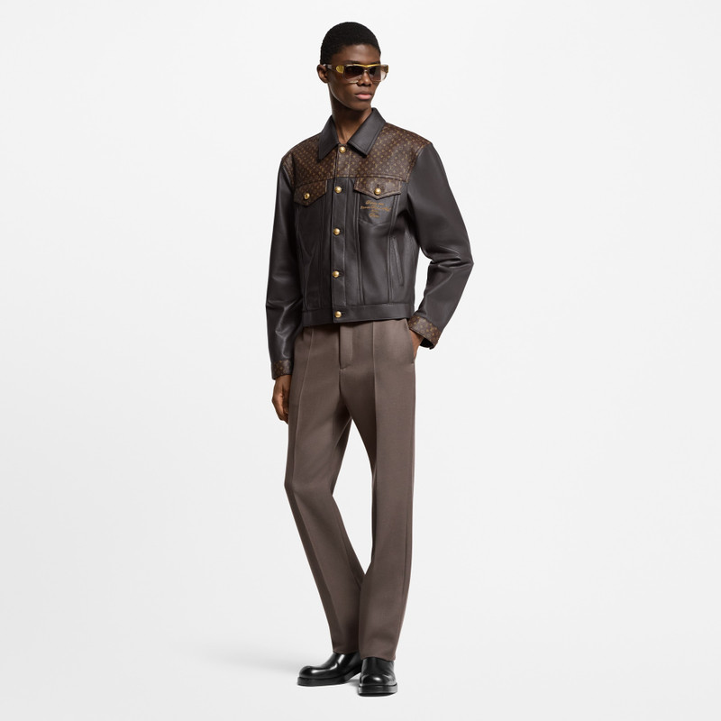 Louis Vuitton Embellished Leather Trucker Jacket outlook
