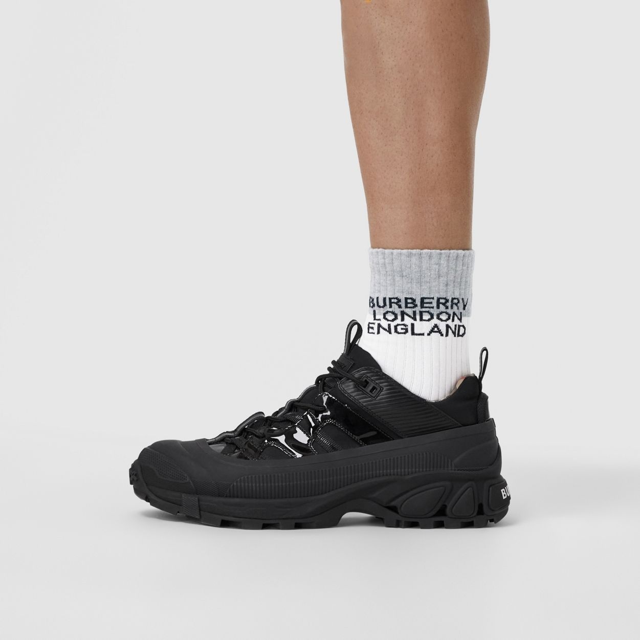 Logo Intarsia Technical Stretch Cotton Socks - 5