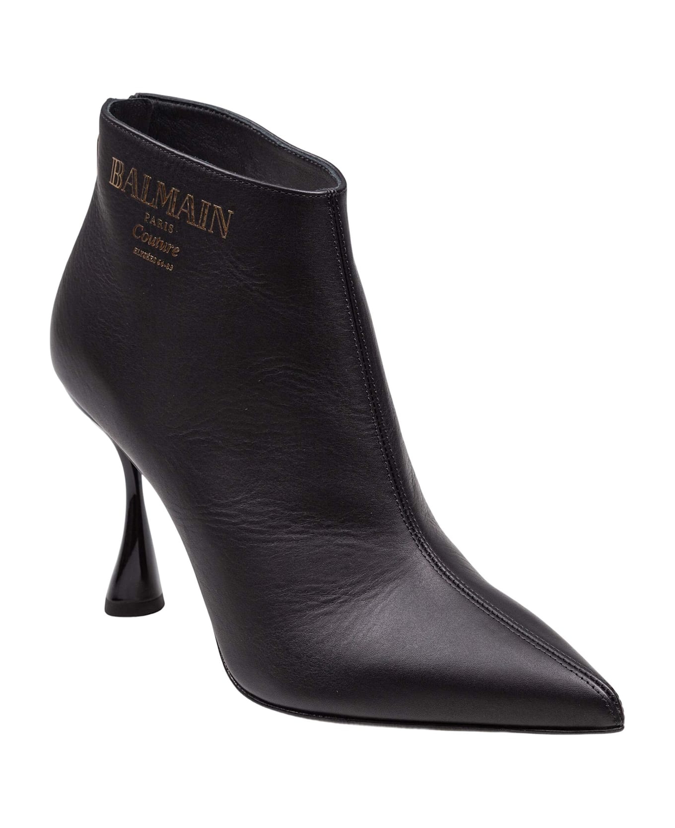 Balmain Black Leather Ankle Boot - 2