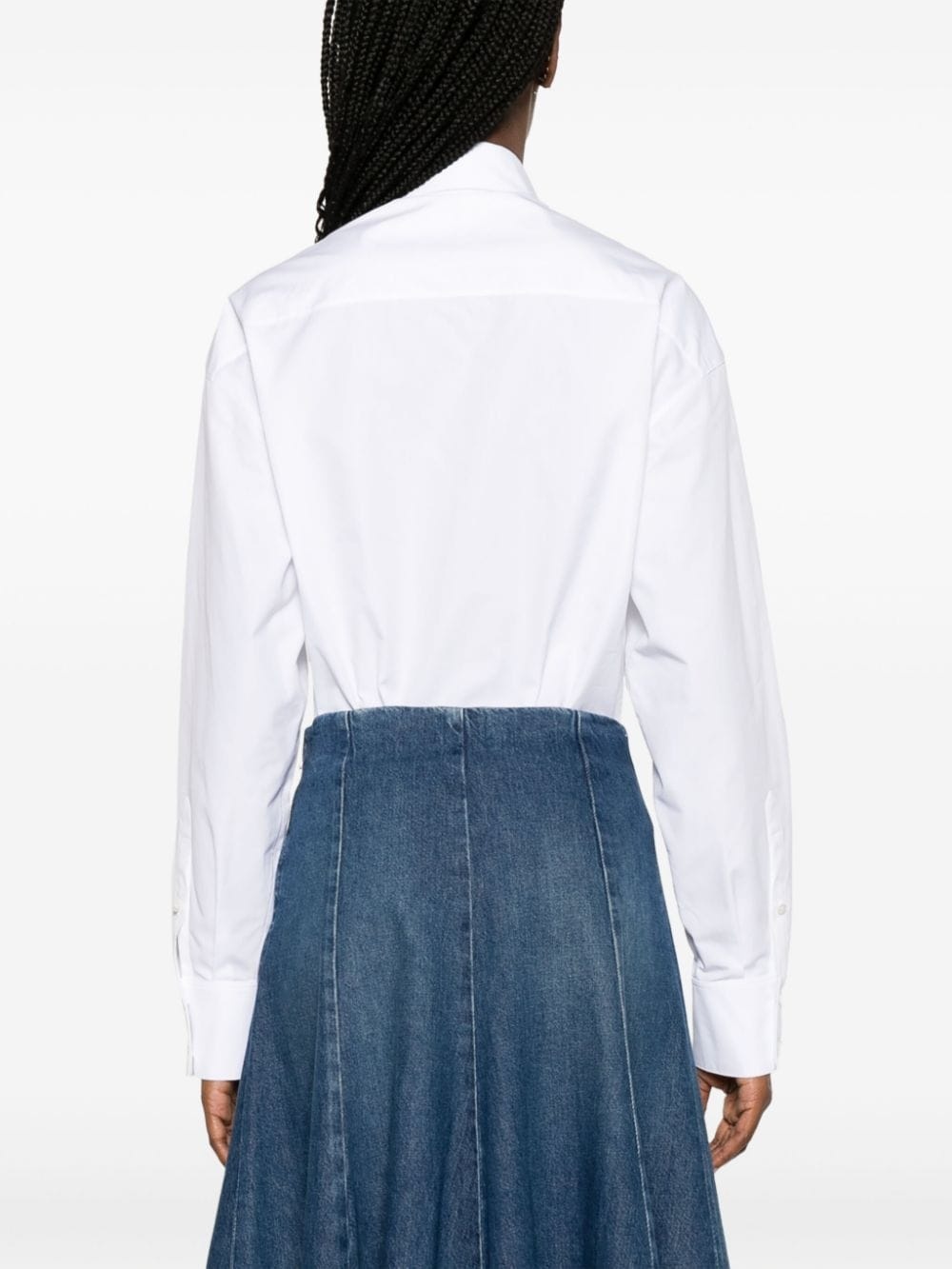 pointed-collar poplin bodysuit - 4