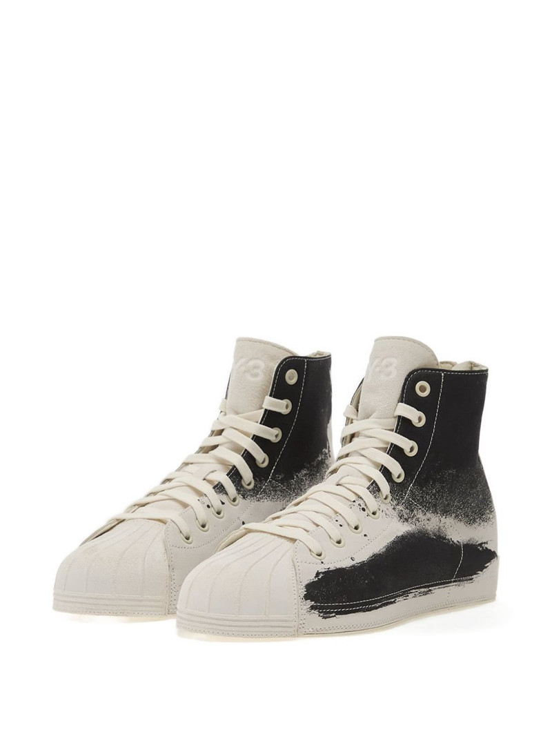 Y-3 splash print high top sneakers outlook