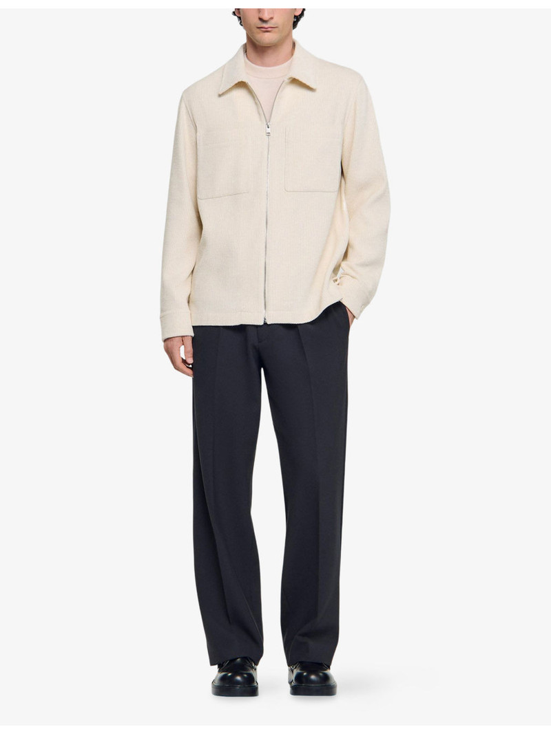 Sandro Patch-Pocket Corduroy Zip-Up Overshirt outlook