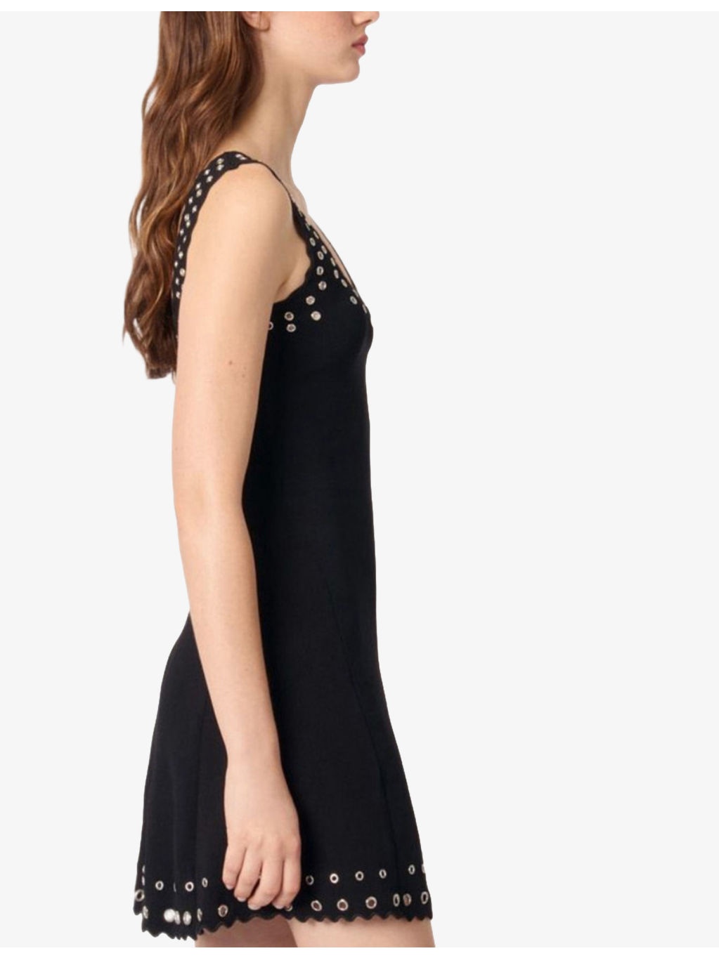 Eyelet-Embellished Scalloped-Trim Stretch-Woven Mini Dress - 3