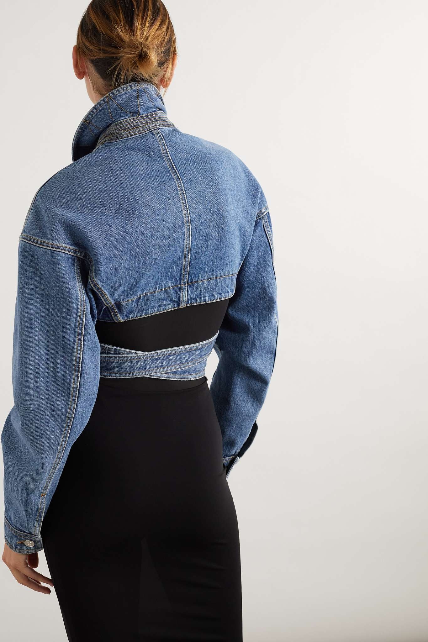 Archetypes cropped wrap-effect denim jacket