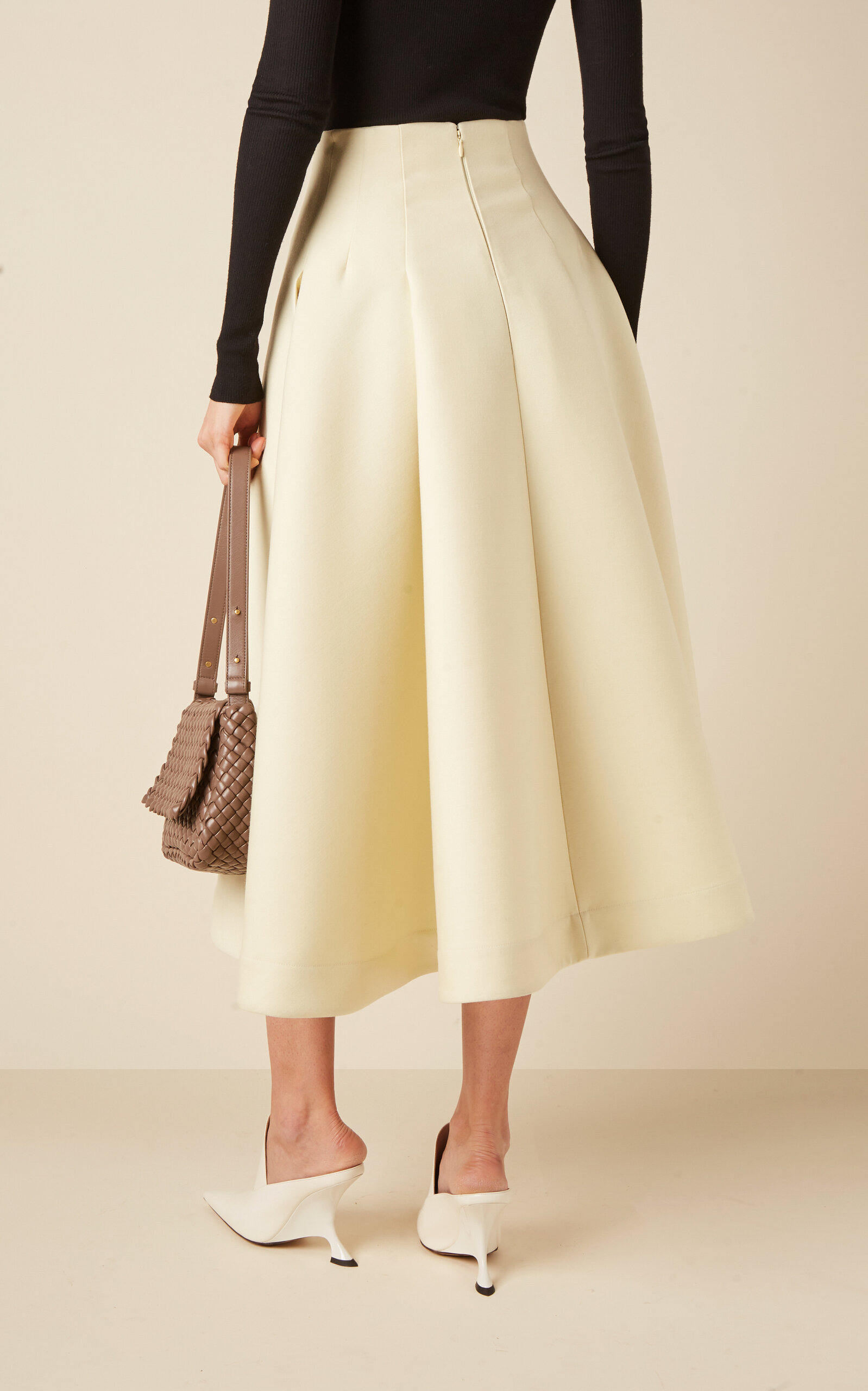 Compact-Knit Wool Midi Skirt yellow - 4