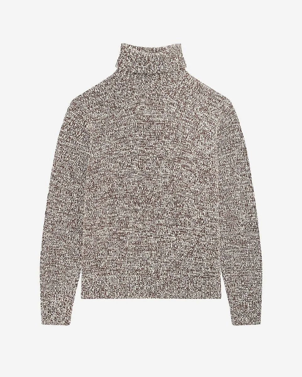 BEIGE AND WHITE TURTLENECK SWEATER - 1