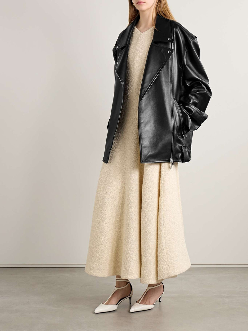 KHAITE Hansel oversized belted leather biker jacket Black outlook