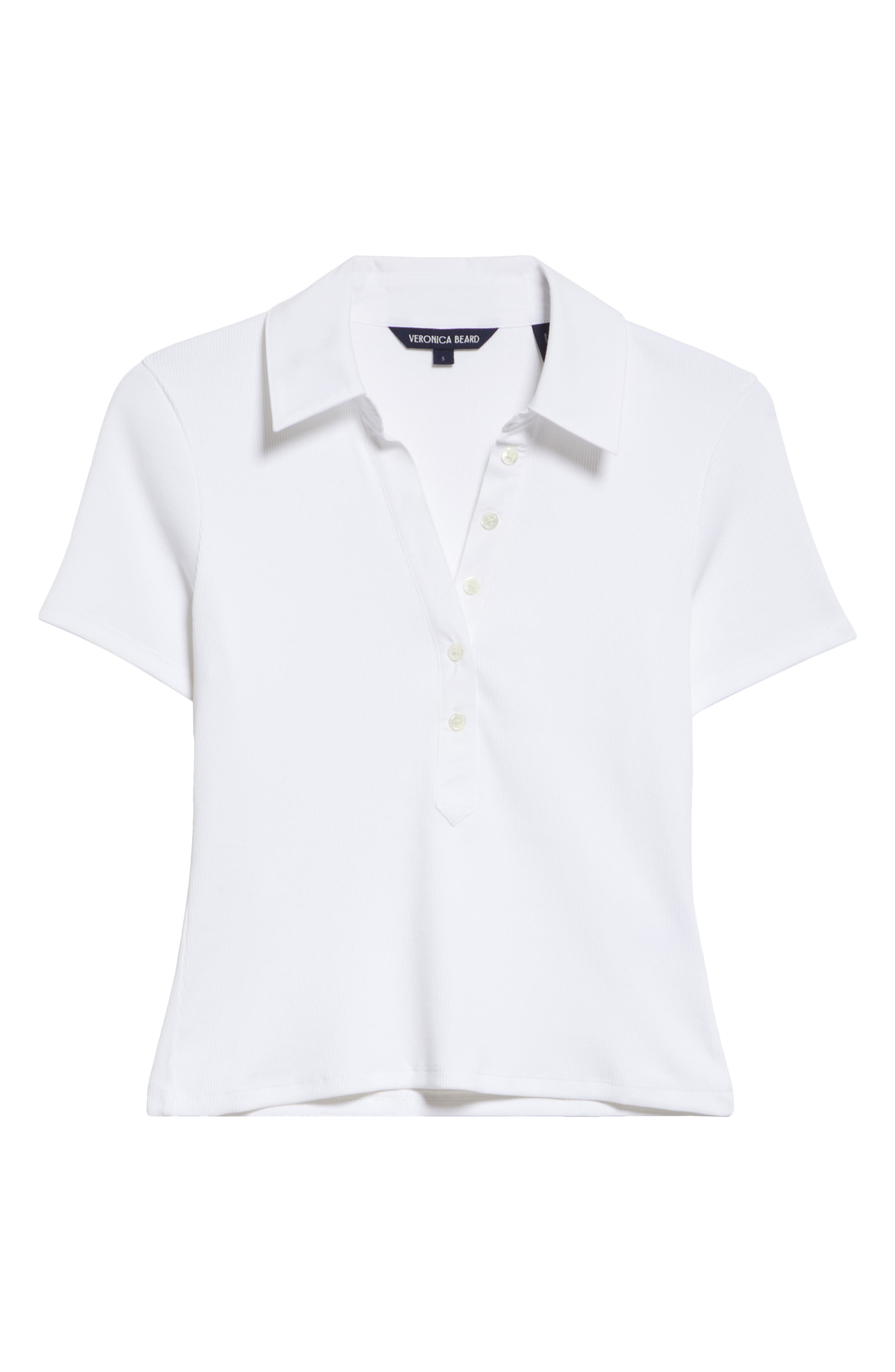 Veronica Beard Kearney Stretch Cotton Polo in White at Nordstrom - 5