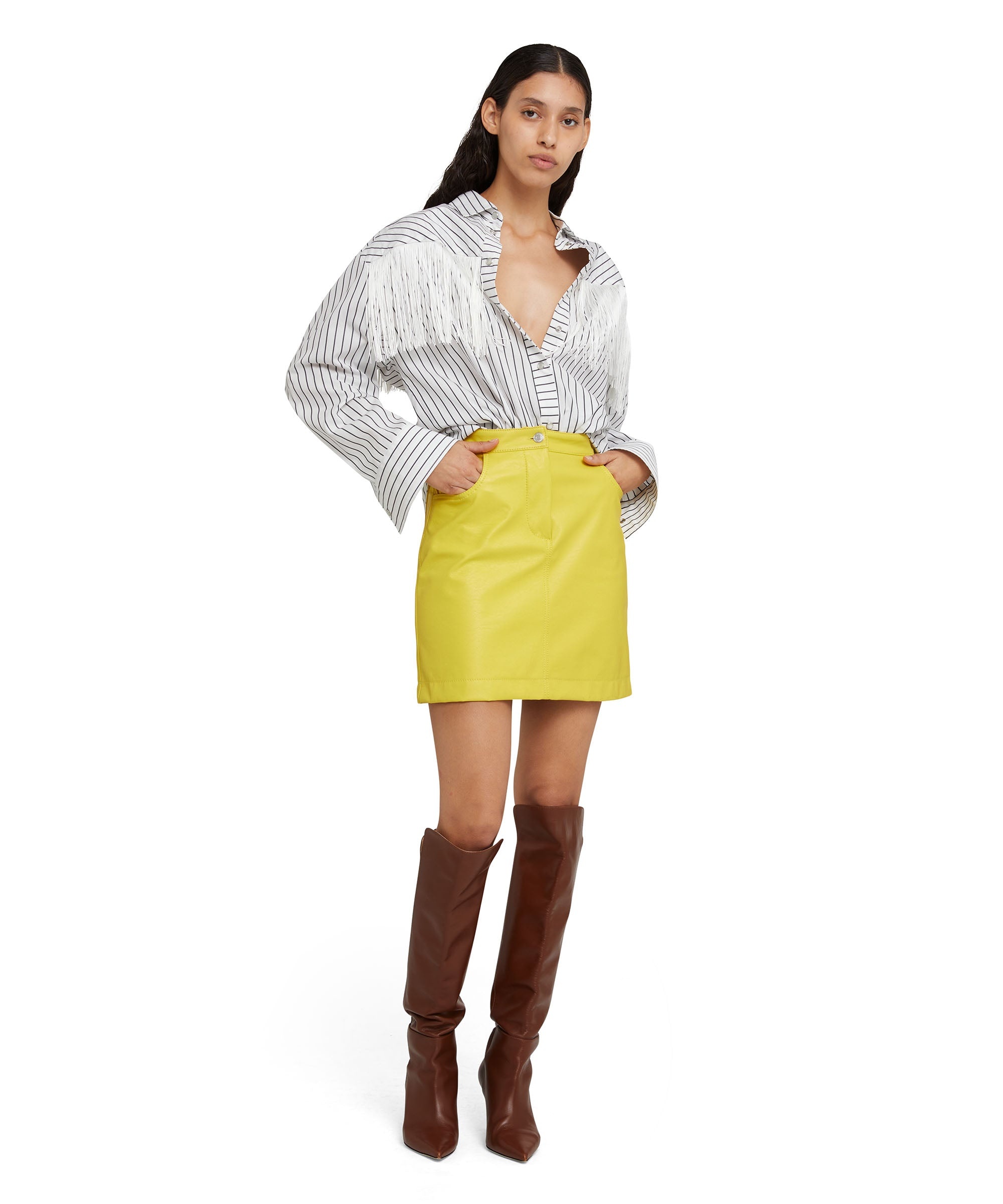 Faux leather sheathe mini skirt - 5