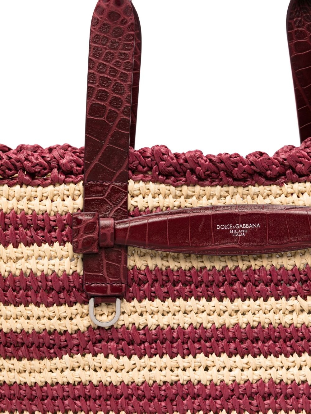 striped raffia tote bag - 4
