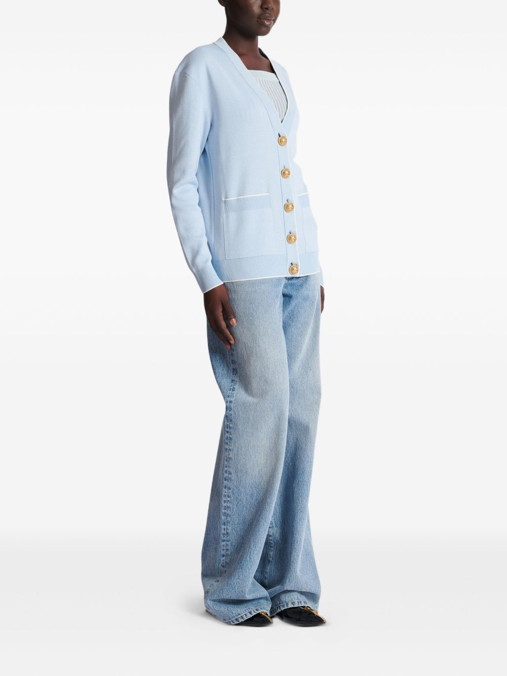 emblem button cardigan - 2