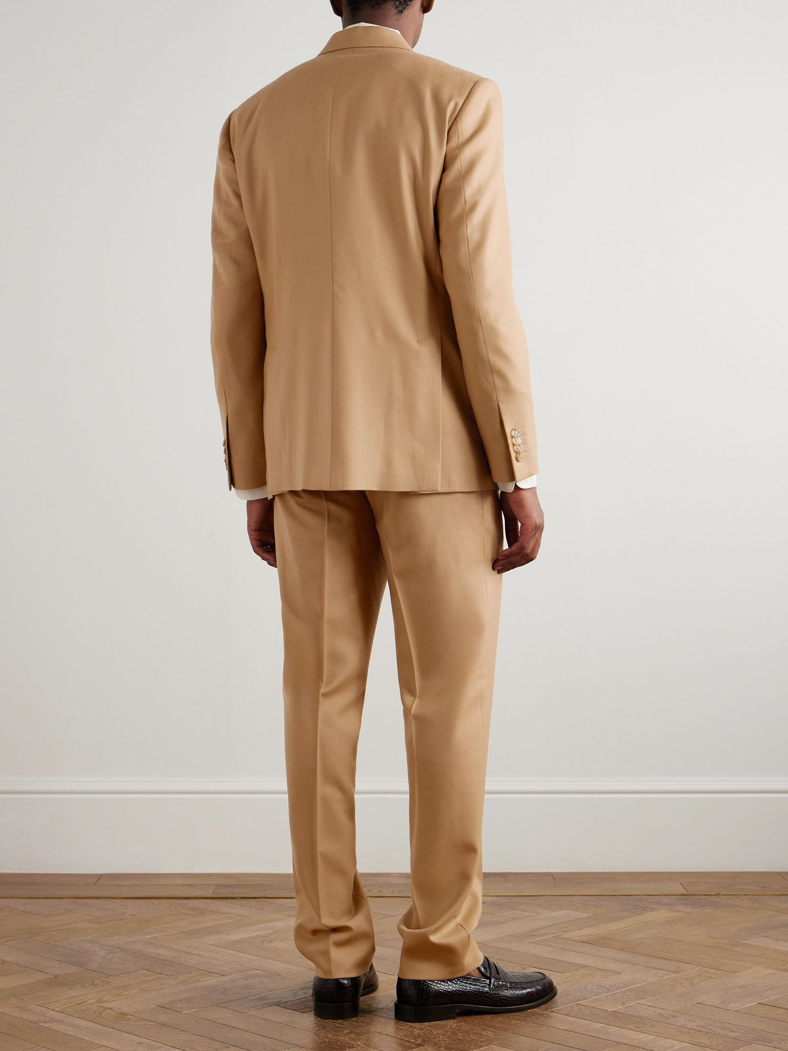 Double-Breasted Virgin Wool-Blend Twill Suit Camel - 4