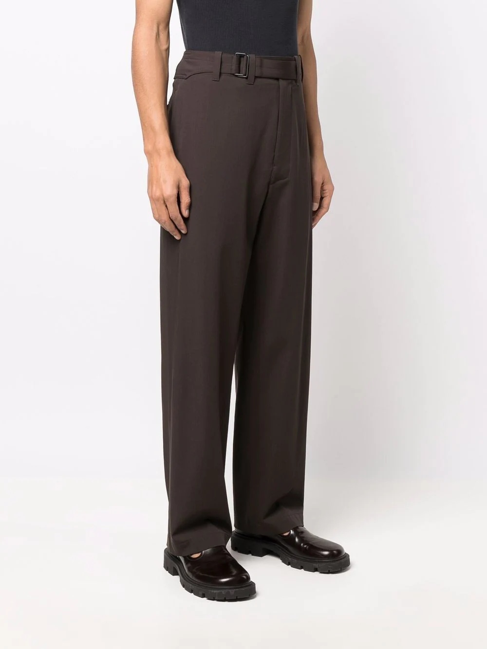 belted straight-leg chinos - 3