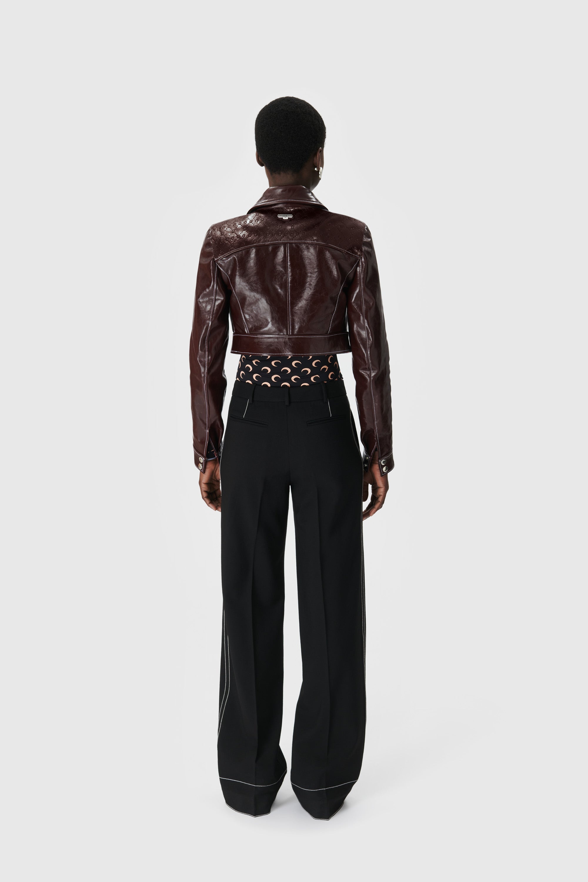 Embossed Leather Cropped Jacket - 6