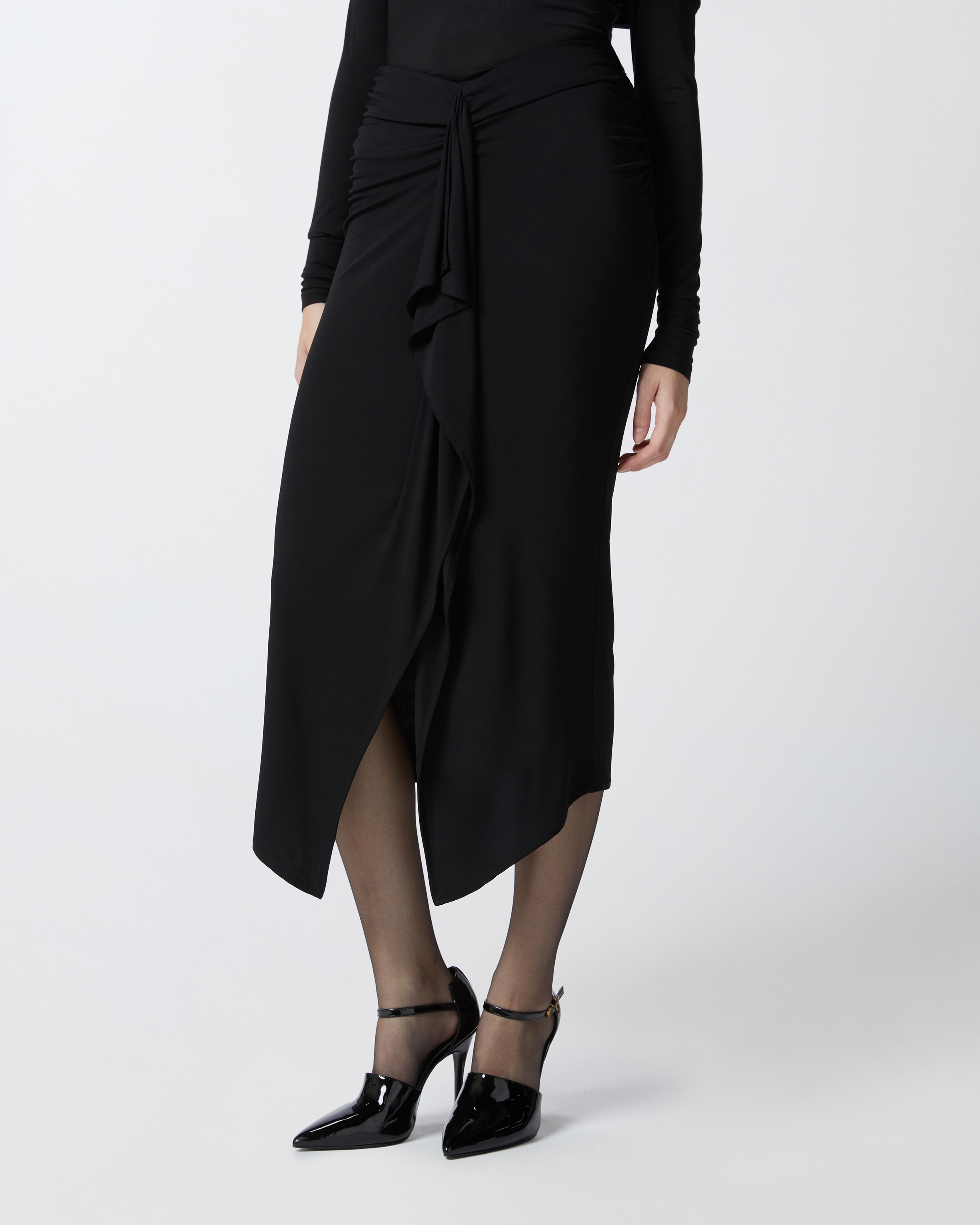 FLOWING PENCIL SKIRT WITH RUFFLE - 3