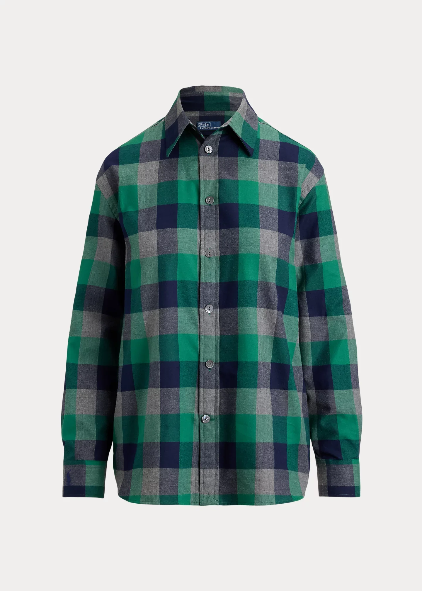 Oversize Fit Plaid Cotton Twill Shirt - 1