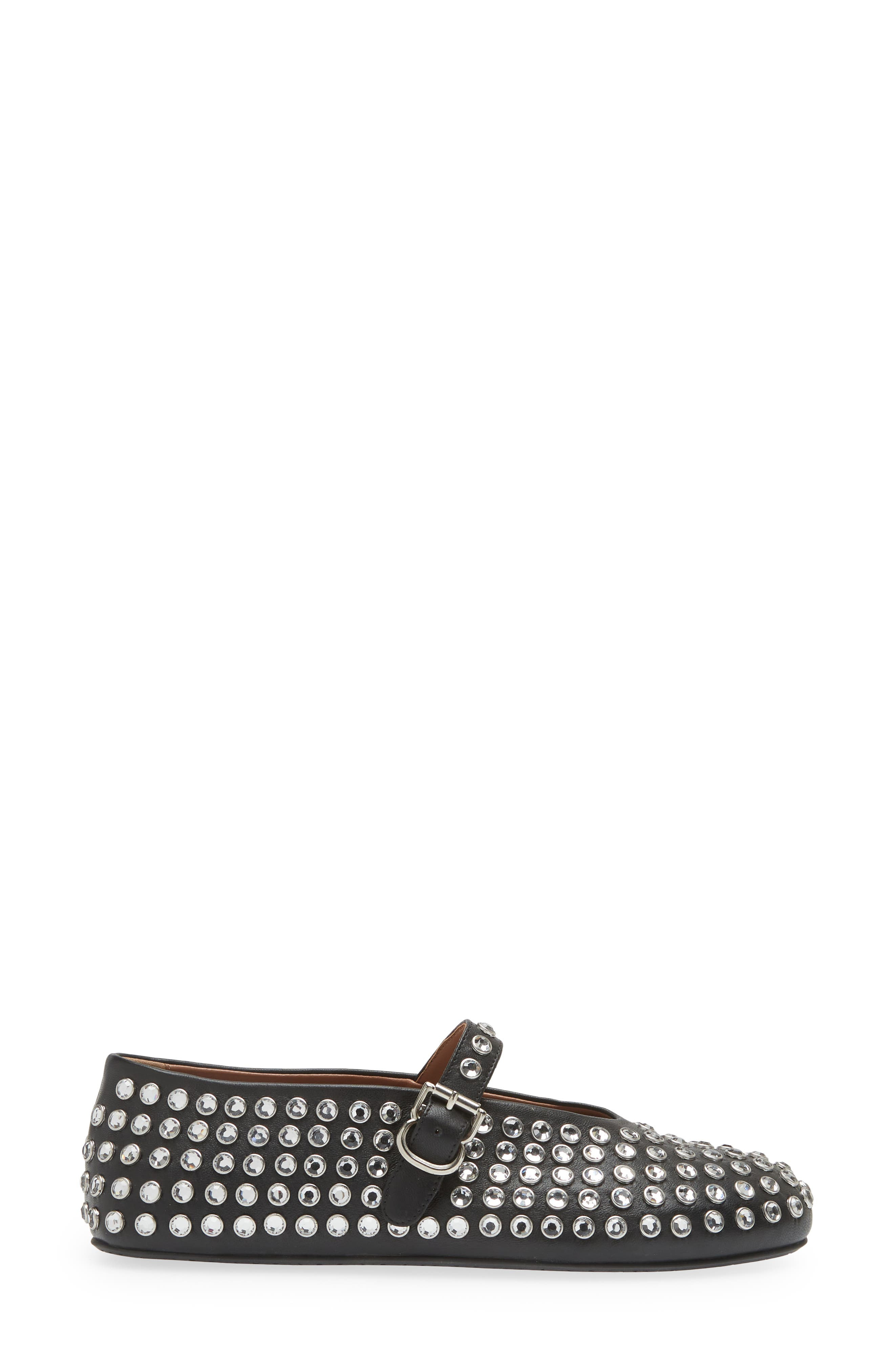 Alaïa Rhinestone Ballet Flat in Noir-999 at Nordstrom - 3