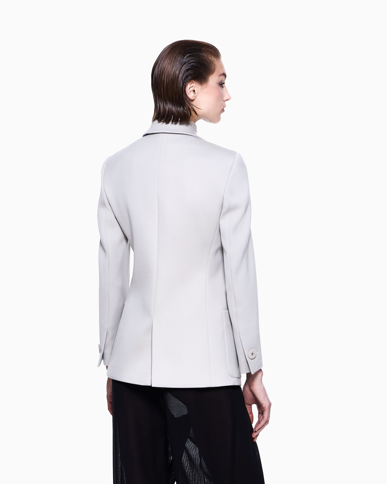 SINGLE-BREASTED JACKET IN STRETCH DOUBLE-FACED WOOL - 3