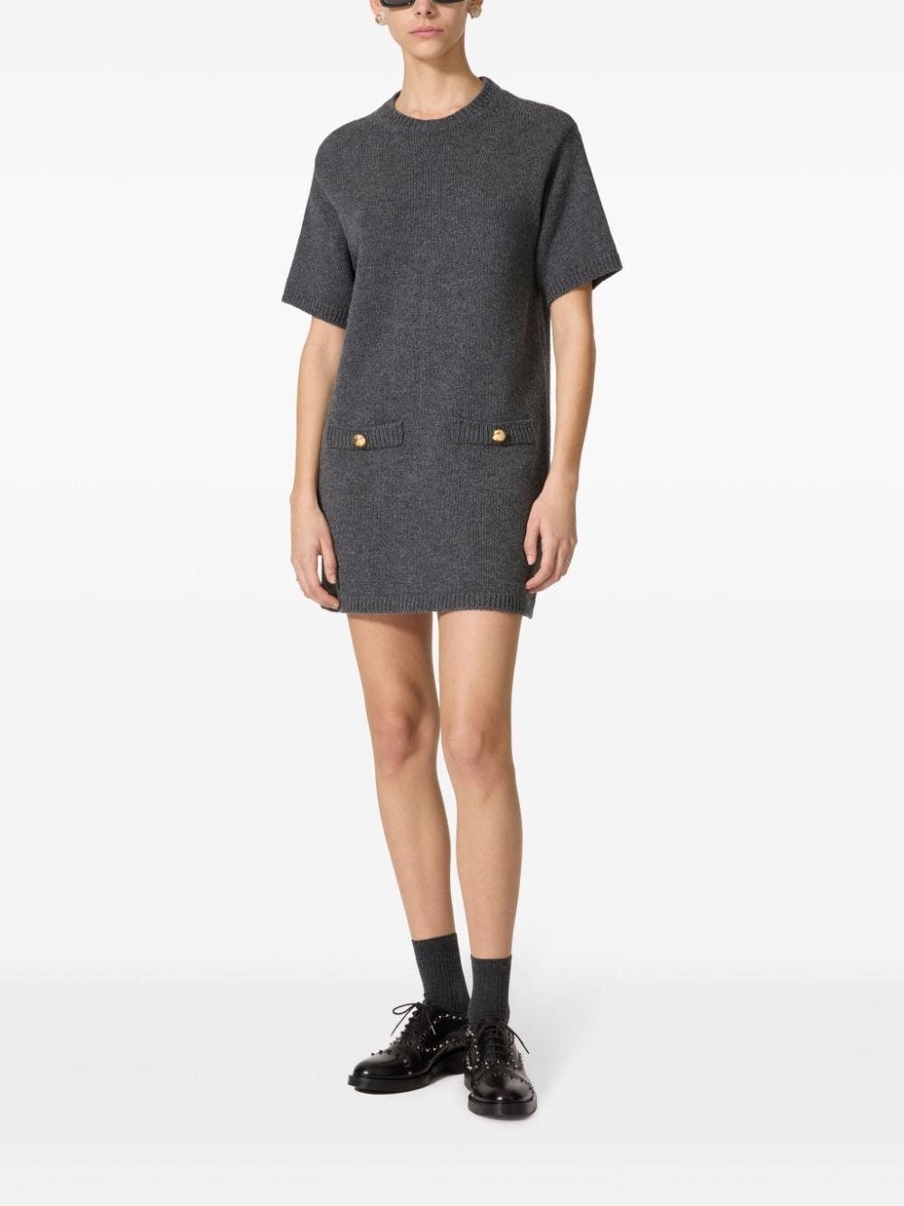 short-sleeve knitted dress - 3