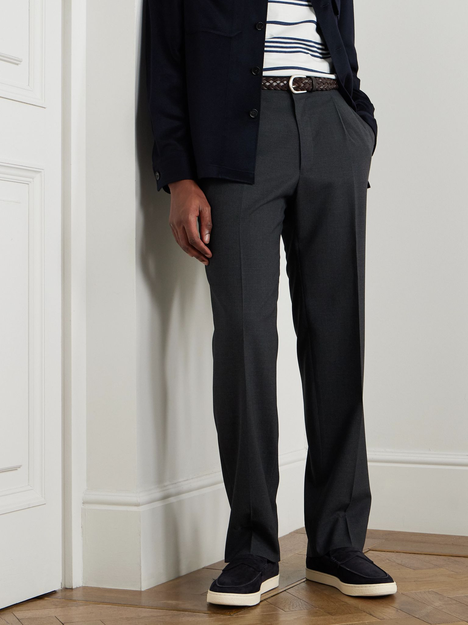 Suede Penny Loafers Navy - 2