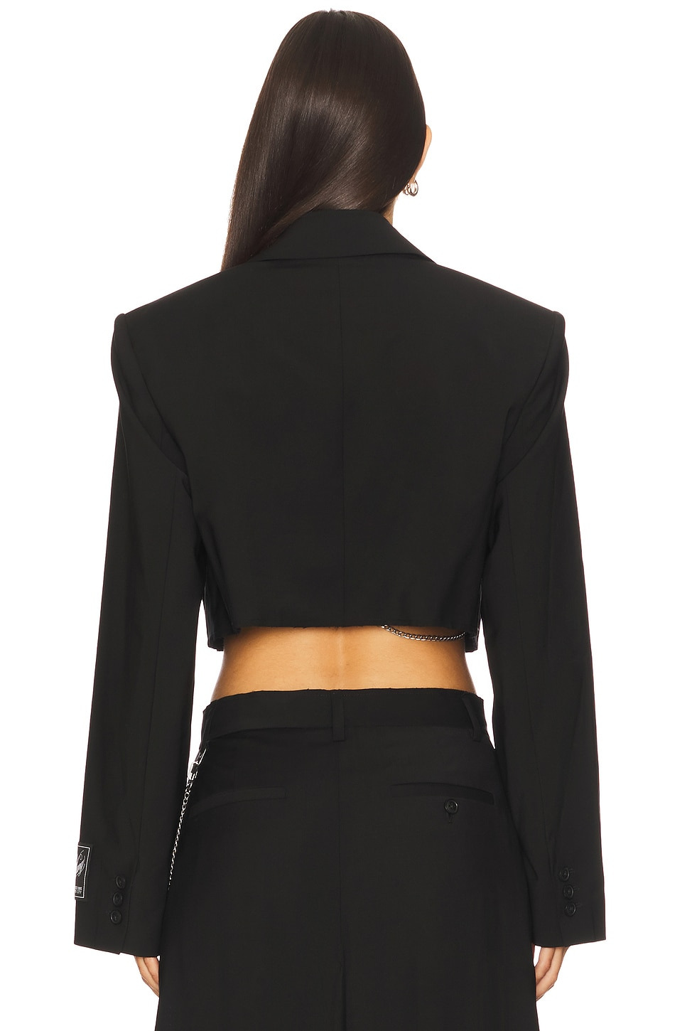 Cropped Blazer With Chain - 3