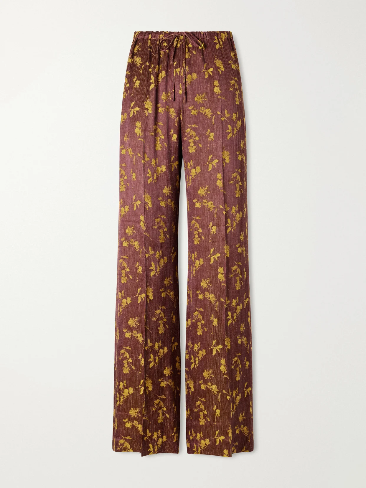 Floral-jacquard Satin Wide-leg Pants - 1