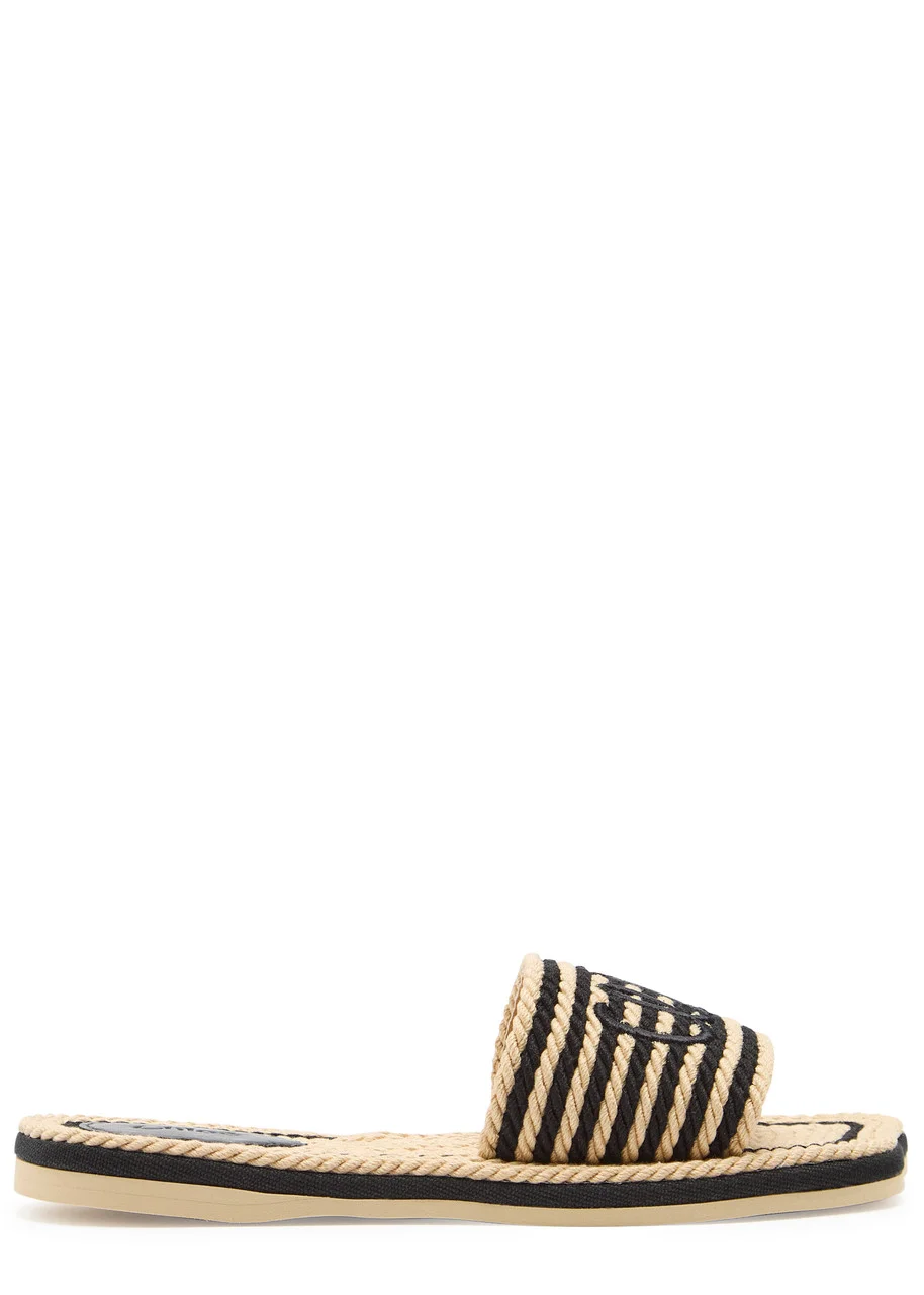 Chloe Chloé Sand Striped Woven Sliders - 1
