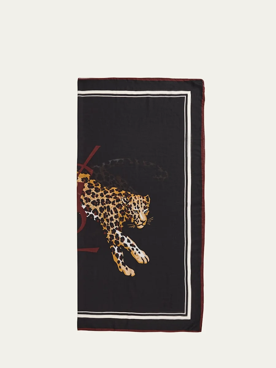 Leopard Cashmere-Blend Square Scarf - 1