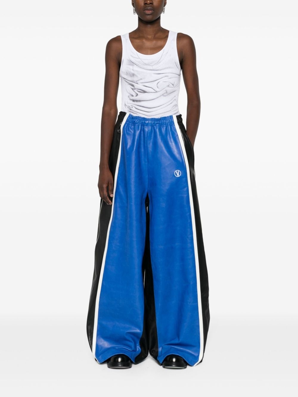 colourblock leather trousers - 2