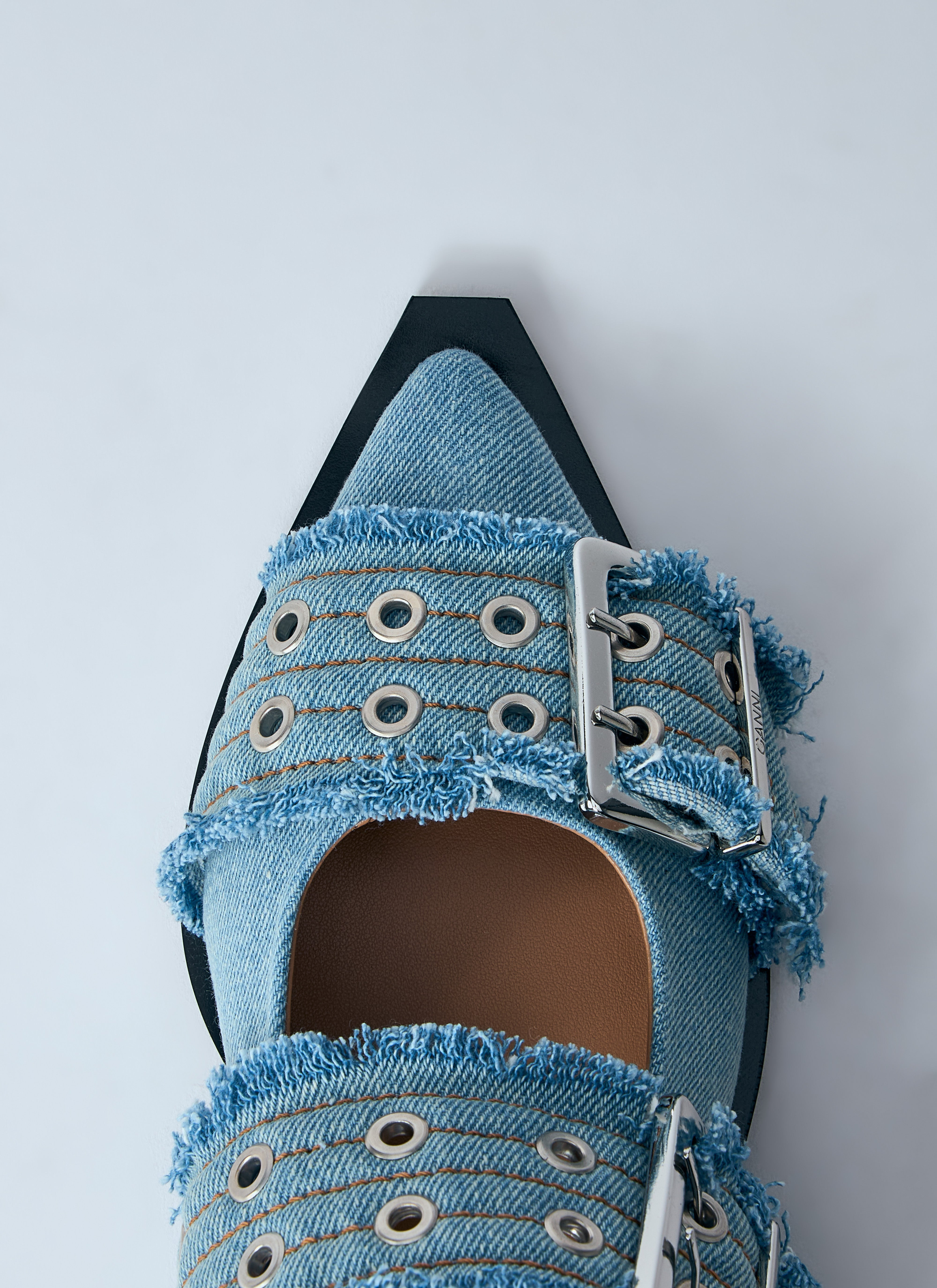 Ganni Women Feminine Buckle Ballerina Flats - 6