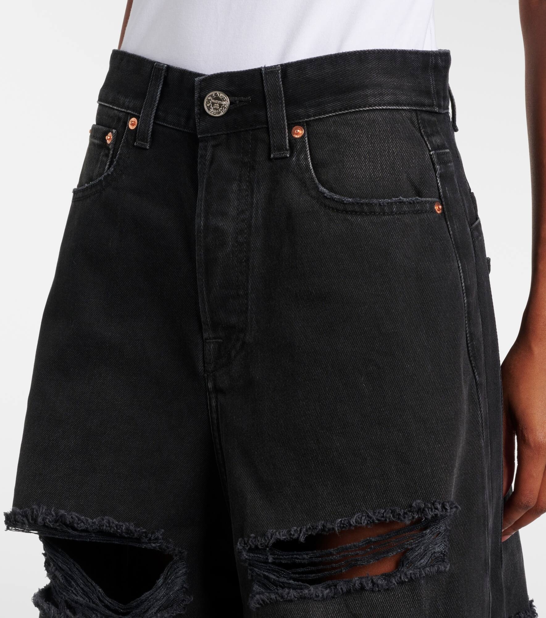 Big Shape distressed wide-leg jeans - 4