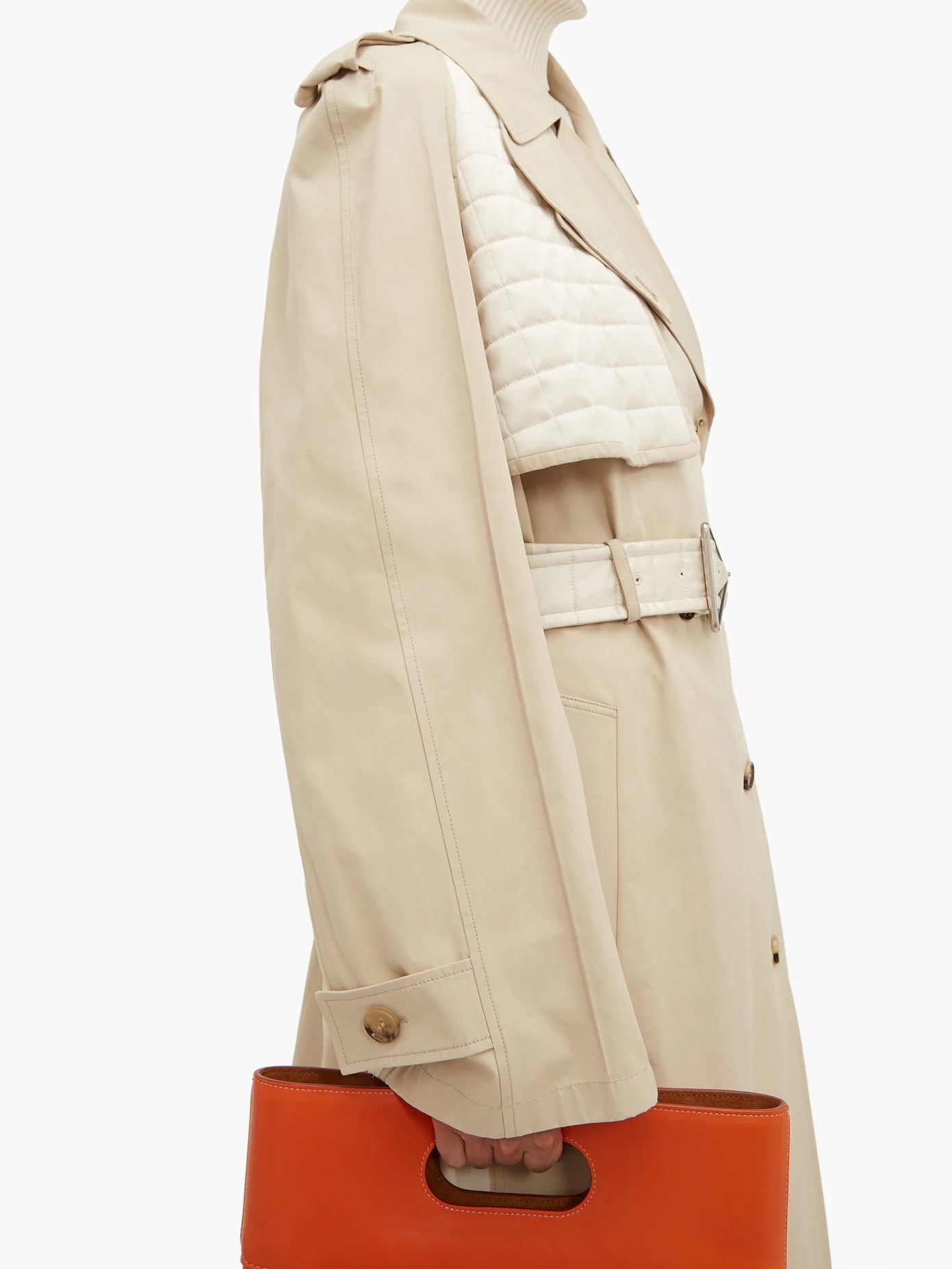 Contrast-panel belted trench coat - 3