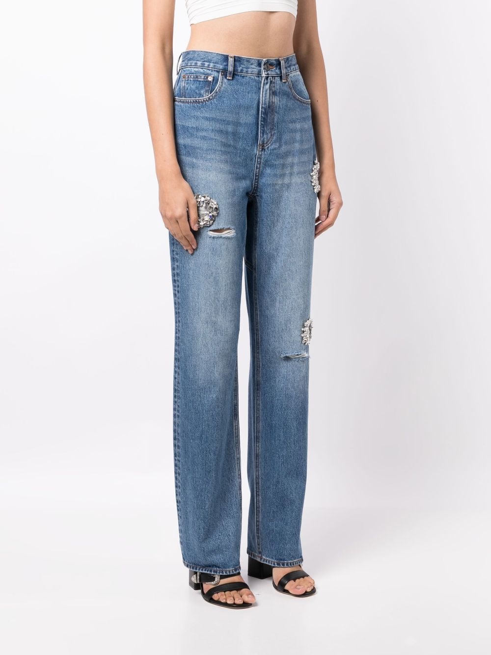 crystal-embellished straight-leg jeans - 3