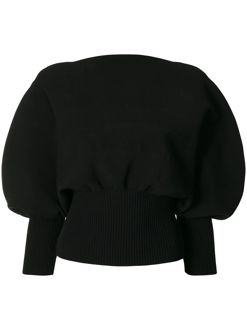 ruched waist balloon sleeve blouse - 1