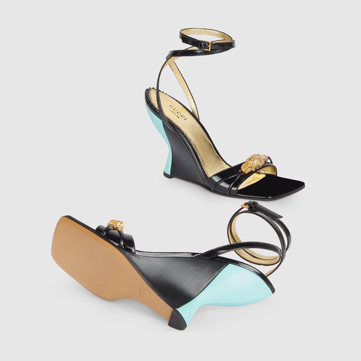 Women's high heel sandal with hardware - 6