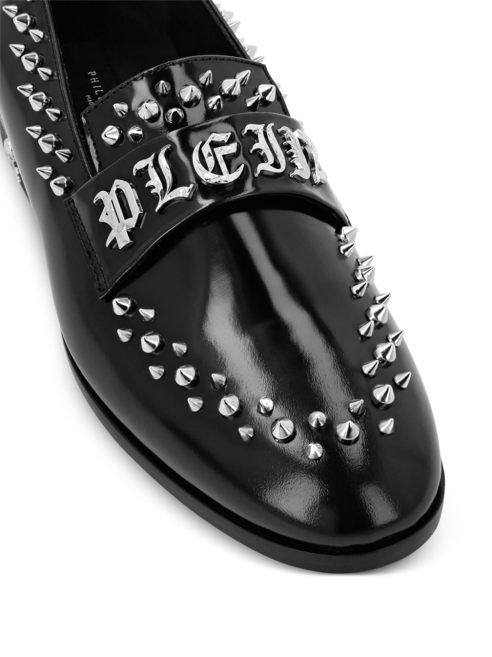 stud-embellished leather loafers - 4