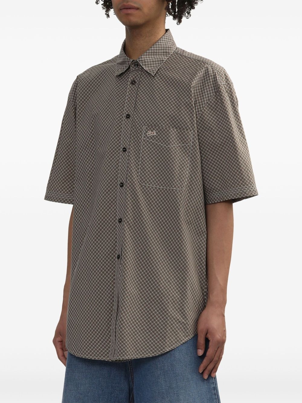 check-pattern short-sleeve shirt - 3