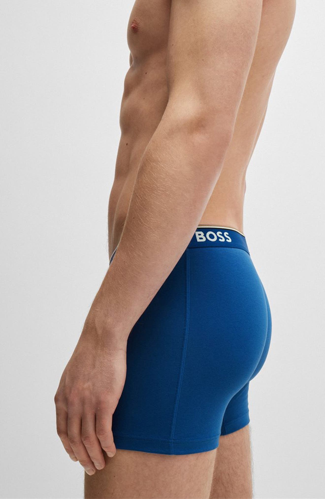 BOSS 3-Pack Power Stretch Cotton Boxer Briefs in Black/Red/Blue at Nordstrom - 3